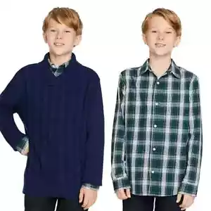 Gap Kids Boys Sweater Shirt Set Size XL 14/16 Navy & Green - Picture 1 of 5