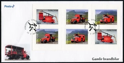 Faroe FDC 2016.02.22. Old Fire Trucks - Booklet Pane - Image 1 of 3