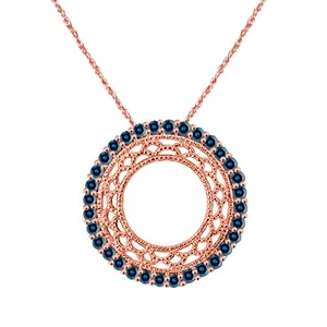 0.50 Ct Natural Round Blue Diamond Pendant Necklace in 10K Gold with Box Chain - Picture 1 of 30