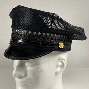VINTAGE Mesh Police Officer Hat Cap 8 Point Mesh Summer Style Size 7  1/8 - Picture 1 of 16