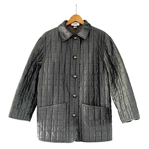 BALLY Switzerland Jacket Quilted Outerwear Gunmetal Nylon Blend Women’s Size 4 - Picture 1 of 11