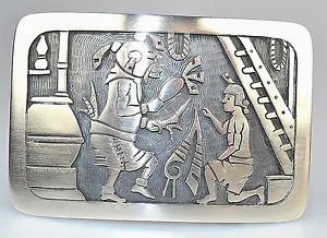 VINTAGE INDIANER HOPI EDDISON WADSWORTH STERLINGSILBER KACHINA GÜRTELSCHNALLE - Bild 1 von 5