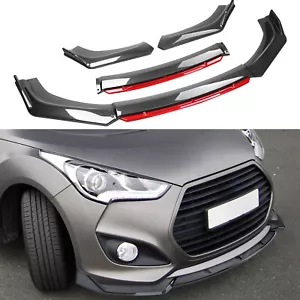 For Hyundai Veloster Carbon Fiber Red Front Bumper Lip Splitter Spoiler Body Kit - Picture 1 of 12