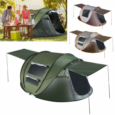 Tienda instantánea emergente familiar para 4-8 personas tienda de campaña con 4 ventanas de mosquitero Foto 1 de 4