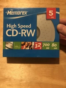 Memorex CD-RW 12x Recordable Rewritable CD in Slimline Cases 5 Pack 32023430 - Picture 1 of 2