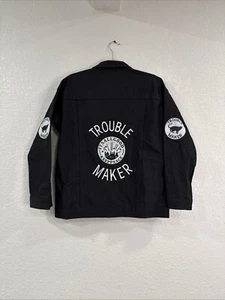 Boohoo Denim Jacket Womens 8 Black Cotton Long Sleeve Denim Pockets Button Up - Picture 1 of 2