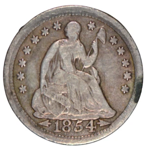 1854 Seated Liberty Silver Half Dime ~ VG - Picture 1 of 2