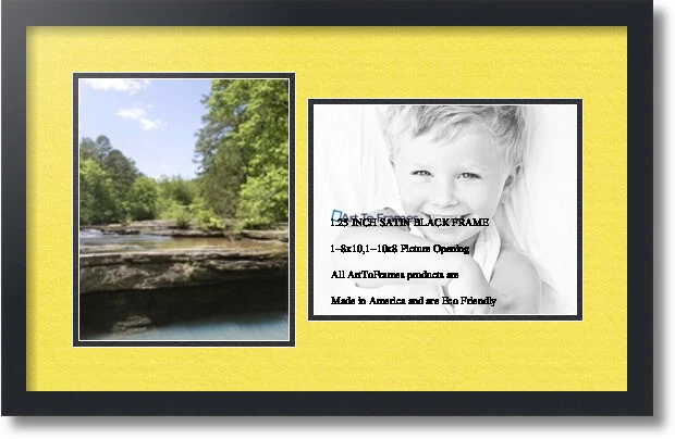 ArtToFrames Collage Mat Picture Photo Frame 2 8x10" Openings in Satin Black 107 - Image 1 of 1