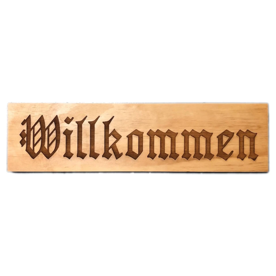 Willkommen German Bavarian Welcome SIGN Plaque ENGRAVED Wooden Home Decor Family - Image 1 of 1