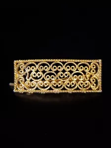 Vintage Faux Filigree Ornate Metal Hair Barret Clip 2 &1/2" Long By 1" Wide - Picture 1 of 10