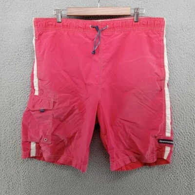Vtg Abercrombie & Fitch Swim Trunks Mens Medium Red Drawstring 9" Inseam Lined - Image 1 of 4