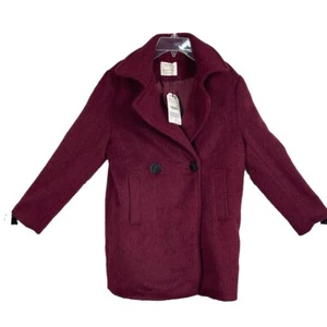 Zara Girl's Coat Burgundy Red Size 13-14 Years 164 Cm Wool Blend Preppy - Picture 1 of 8