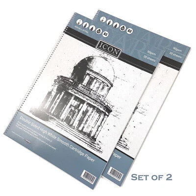 Spiral Sketch Pad Sketching Quality White Paper Art Drawing Book (2pads) A4 / A3 - Image 1 of 4