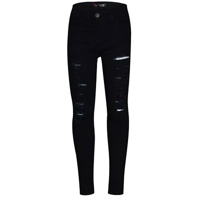 A2Z 4 KIDS® Kids Jet Black Jeans Denim Ripped Comfort Stretch Trousers Pants Boys Age 3-13 Y