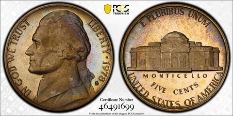 PR67DCAM 1978-S Jefferson Proof Nickel, PCGS Secure- Pretty Album Toned Cover