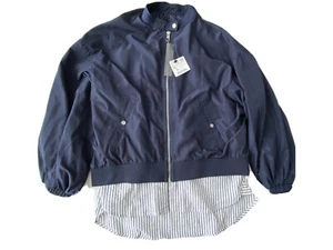 Zara Women's Jacket Size Extra Small Blue  Water Repellent Bomber Shirt Tail Hem - Picture 1 of 12