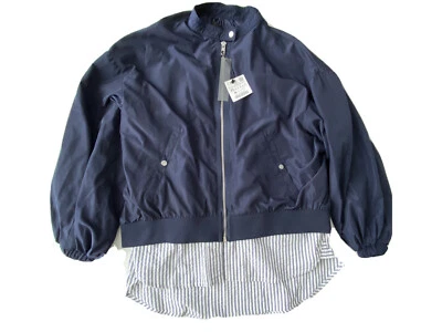 Jaqueta Zara Feminina Tamanho Extra Pequeno Azul Repelente de Água Camisa Bombardeiro Bainha Cauda - Imagem 1 de 4