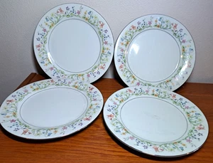 Vtg '82 Sea Gull 4 Dinner Plates Platinum Trim Ashley Eternal Love PatternFloral - Picture 1 of 4