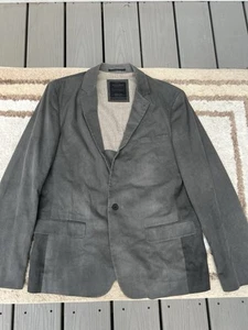 AllSaints Men's Anthracite Grey Leather Blazer Jacket Sz. 42 Spitalfields - Picture 1 of 8