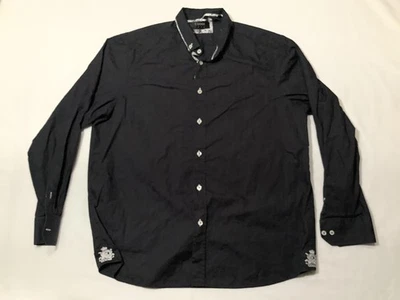 Coogi Luxe 衬衫男式 2XL 黑色纽扣佩斯利刺绣连衣裙长袖 — 第 1/4 张图片