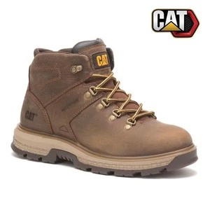 Caterpillar Soft Toe Exposition Hiker Waterproof Brown Leather Work Boots Sz 11m - Picture 1 of 18
