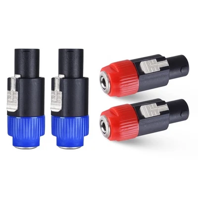 2pcs Blue, 2pcs Red Speakon to 1/4" TS Adapter Pro PA DJ Speaker Plug Connector - Image 1 of 4