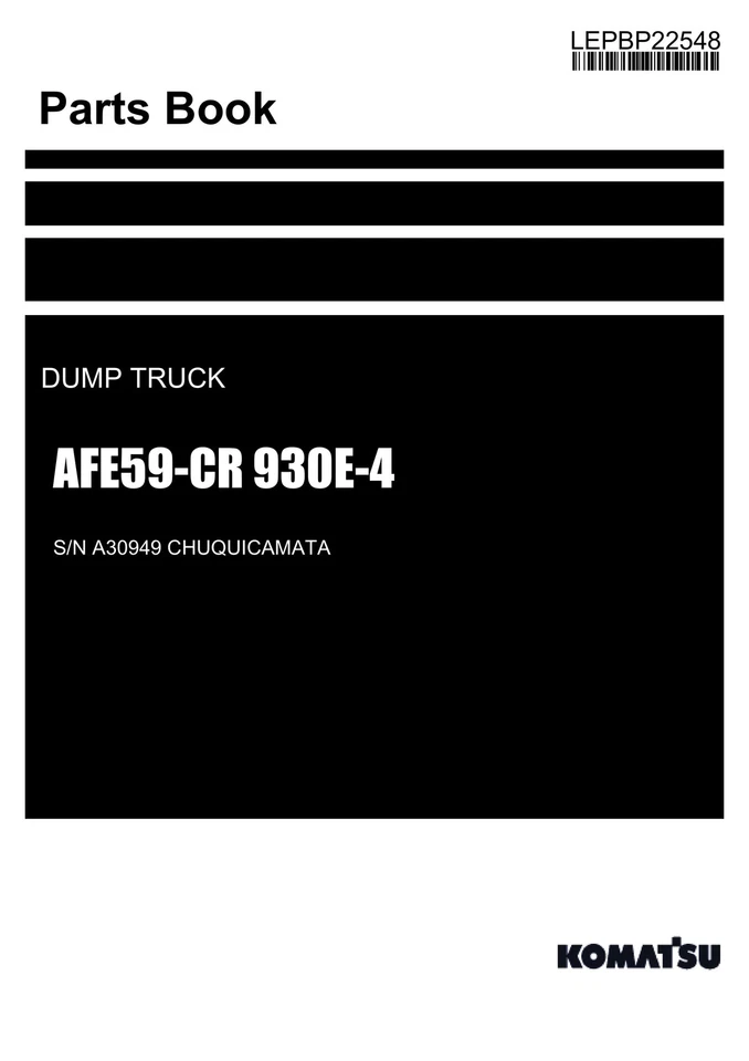 Manual de catálogo de piezas de camión volquete Komatsu AFE59-CR 930E-4 SN A30949 CHUQUICAMATA Foto 1 de 1