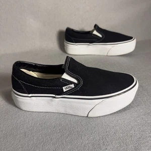 VANS OLD SKOOL Stackform Platform Sneakers Black White Women's 8 Mens 6.5 - Picture 1 of 9