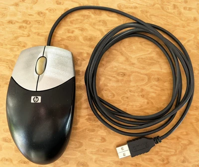 HP Hewlett Packard M-UV69a USB Optical Mouse /Schwarz-Silber / RETRO VINTAGE - Bild 1 von 4