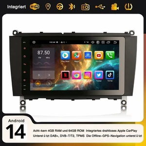 64GB Android 14 DAB+ Autoradio CarPlay GPS Wifi DSP Mercedes CLK Klasse W09 C209 - Bild 1 von 22