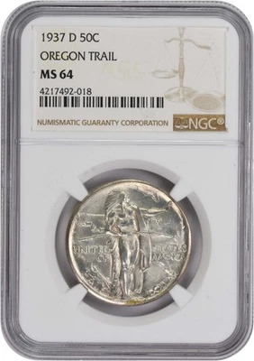 Oregon Commemorative Silver Half Dollar 1937-D MS64 NGC - Image 1 of 2