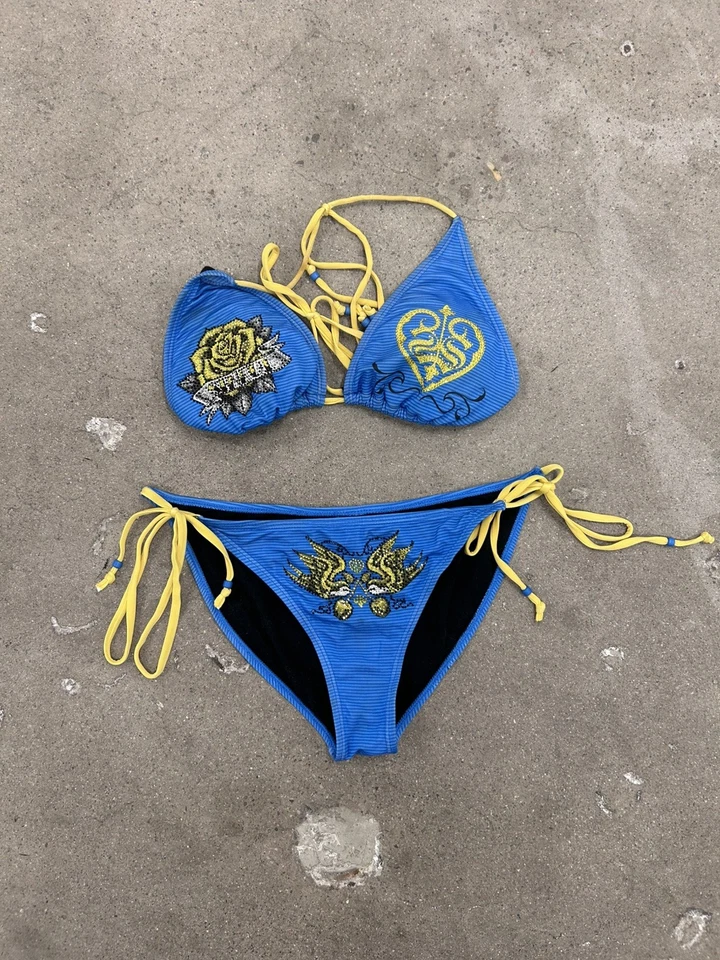 Y2K Sinful Affliction Femme Fatal 比基尼套装大号 — 第 1/4 张图片