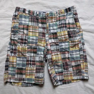 Tommy Hilfiger Multicolor Patchwork Plaid Madras Chino Shorts Preppy Mens 34 - Picture 1 of 7