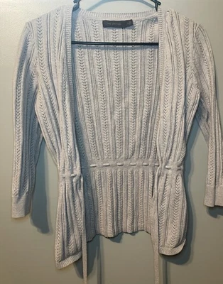 The Limited Cardigan Sweater  Womens Small Gray Knit Drawstring Waist Open Front - Image 1 of 3