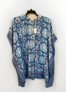Do Everything in Love Kimono NWT Blue White Open Duster Beachy Coverup - Picture 1 of 10