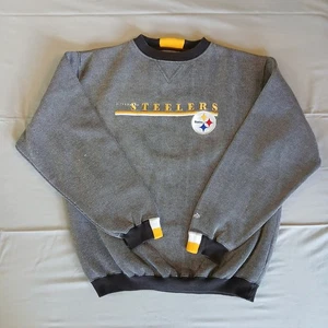 Vintage Pittsburgh Steelers bestickter gestreifter Pullover Größe L Puma NFL Football - Bild 1 von 14