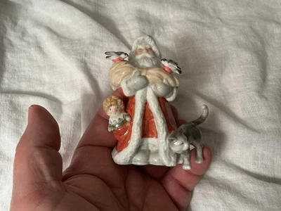 Royal Copenhagen Annual Santa Vtg 2010 Santa w Cat, Birds & Clown BOXED & MINT - Image 1 of 4