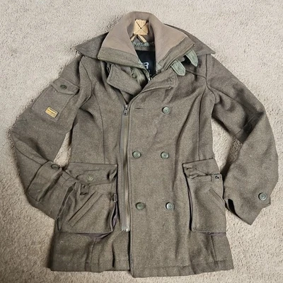 Abrigo Regiment de Superdry para hombre en mezcla de lana caqui, talla M Foto 1 de 4