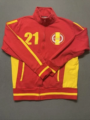 Chaqueta de Pista Carbono ESPANA Número 21 Forrada de Vellón Rayas Deletrear Rojo Amarillo L Foto 1 de 4