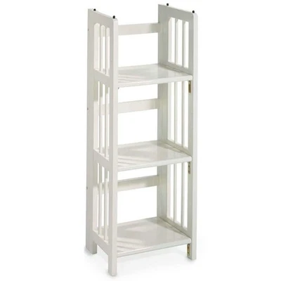Etagere Bookcase White Folding/Stacking 38 in. H Cottage Solid Wood Open Back - Image 1 of 4