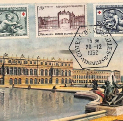 FRANCE Postcard 1952 *Chateau de Versailles* Hex VIEW-SIDE Red Cross PX300 - Image 1 of 4