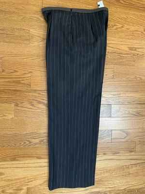 Armani Collezioni Brown Wool Pants with Chalk Striping Sz 8 - Image 1 of 4