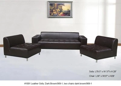 Sofá moderno de cuero acolchado de 1 pieza solo en marrón oscuro #1001 Foto 1 de 4