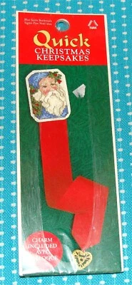 Leisure Arts Counted Cross Stitch Blue Santa Book Mark 11”x1 3/8” Charm Xmas Red - Image 1 of 2