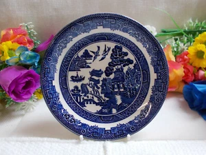 LOVELY BLUE AND WHITE SAUCER " WILLOW " JOHNSON BROS ENGLAND - 14 cm W VGC # 891 - Picture 1 of 12
