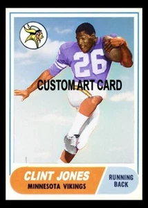 Clint Jones Minnesota Vikings 1968 Custom Made Football Art Card Blank Back - Picture 1 of 2