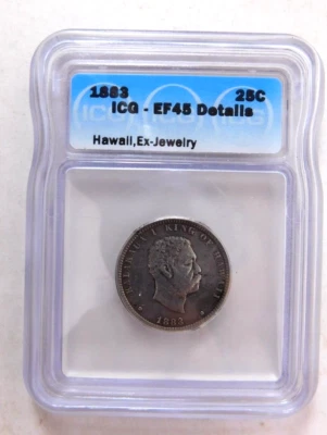 1883 Hawaii 25 Cent ICG EF45 Details - Image 1 of 4