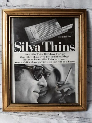 Anuncio de revista enmarcado publicidad tabaco cigarrillo Silva Thins vintage Foto 1 de 4