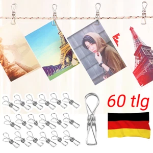 60tlg Edelstahl Metall Wäscheklammer Winddicht Wäscheklammern Klammern Durable - Bild 1 von 12