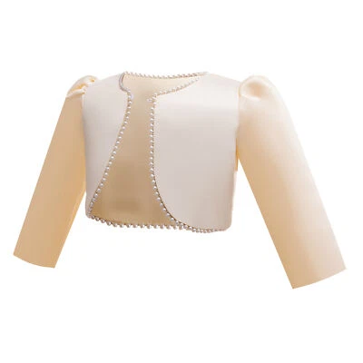 Niños Niñas Manga Larga Bolero Chaqueta Encogerse de hombros Cárdigan Capa Abrigo Chal para Boda Foto 1 de 4